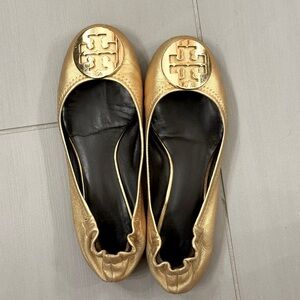 Ballet flats with gold hardware